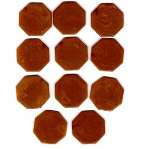 11 YELLOW Marbled Bakelite Poker Chips Translucent Octagon Shaped 1.5” Vintage